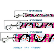 Dog Leash - Penguins w/Cupcakes Fuchsia/Purple/White