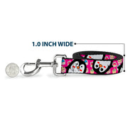 Dog Leash - Penguins w/Cupcakes Fuchsia/Purple/White