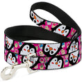 Load image into Gallery viewer, Dog Leash - Penguins w/Cupcakes Fuchsia/Purple/White
