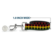 Dog Leash - Plaid Black/Rasta
