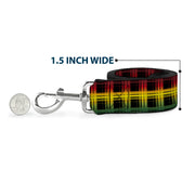 Dog Leash - Plaid Black/Rasta