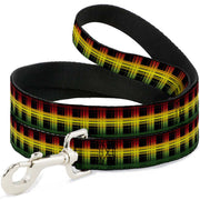Dog Leash - Plaid Black/Rasta