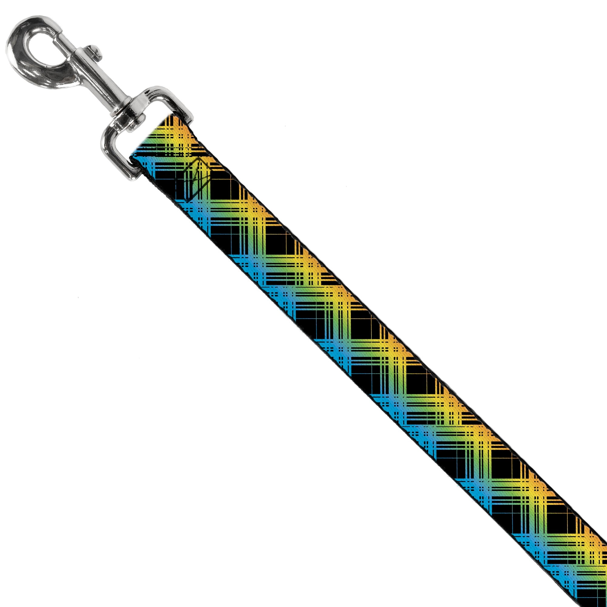 Dog Leash - Plaid X Gradient Black/Orange/Green/Blue
