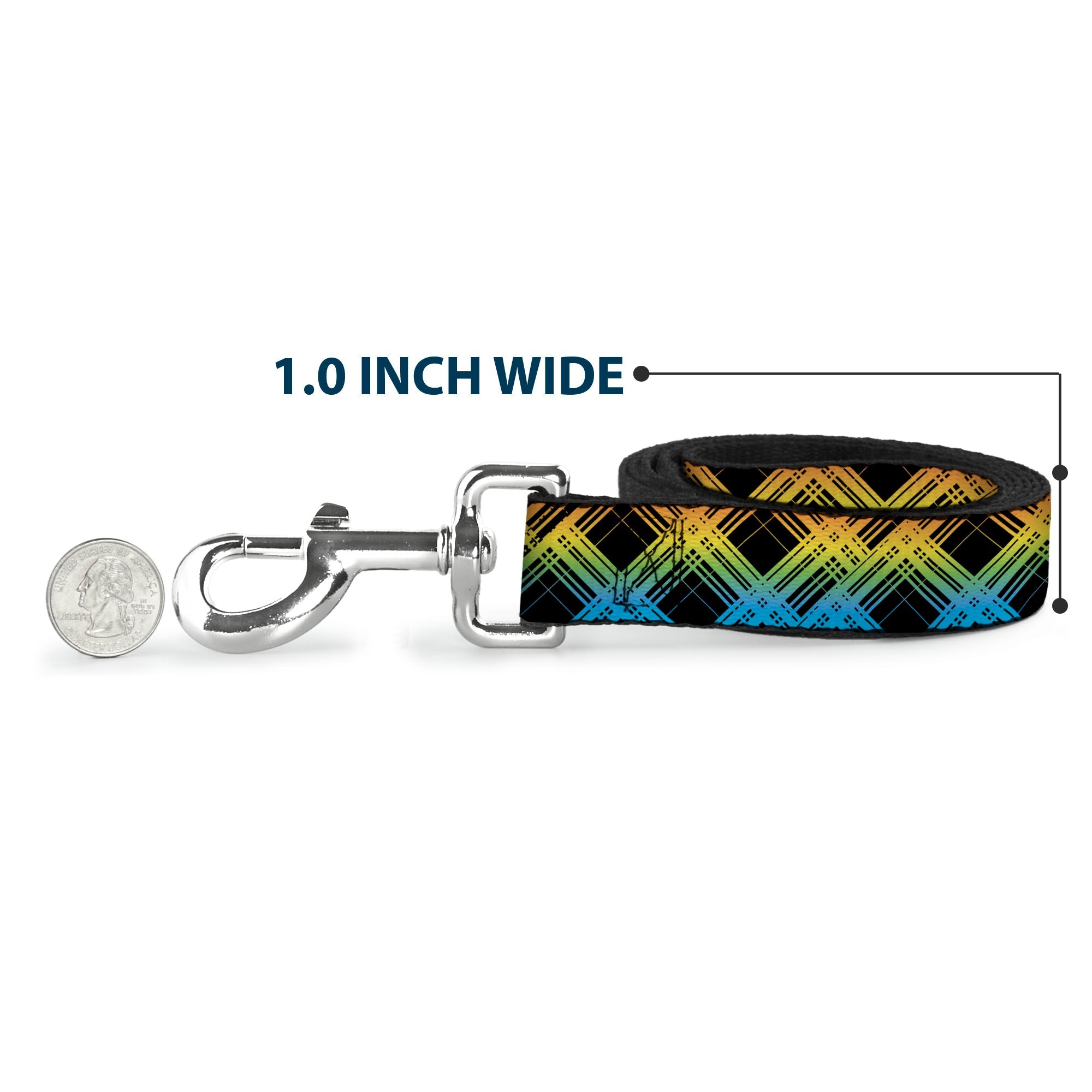 Dog Leash - Plaid X Gradient Black/Orange/Green/Blue