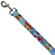 Dog Leash - Penguin Superhero Blue Bubbles