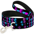 Load image into Gallery viewer, Dog Leash - Pixilated Checker Black/Fuchsia/Turquoise
