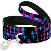 Dog Leash - Pixilated Checker Black/Fuchsia/Turquoise