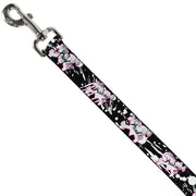 Dog Leash - Punk Princess Heart & Cross Bones w/Splatter Black/White