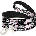 Load image into Gallery viewer, Dog Leash - Punk Heart & Cross Bones w/Skulls & Splatter Black/White
