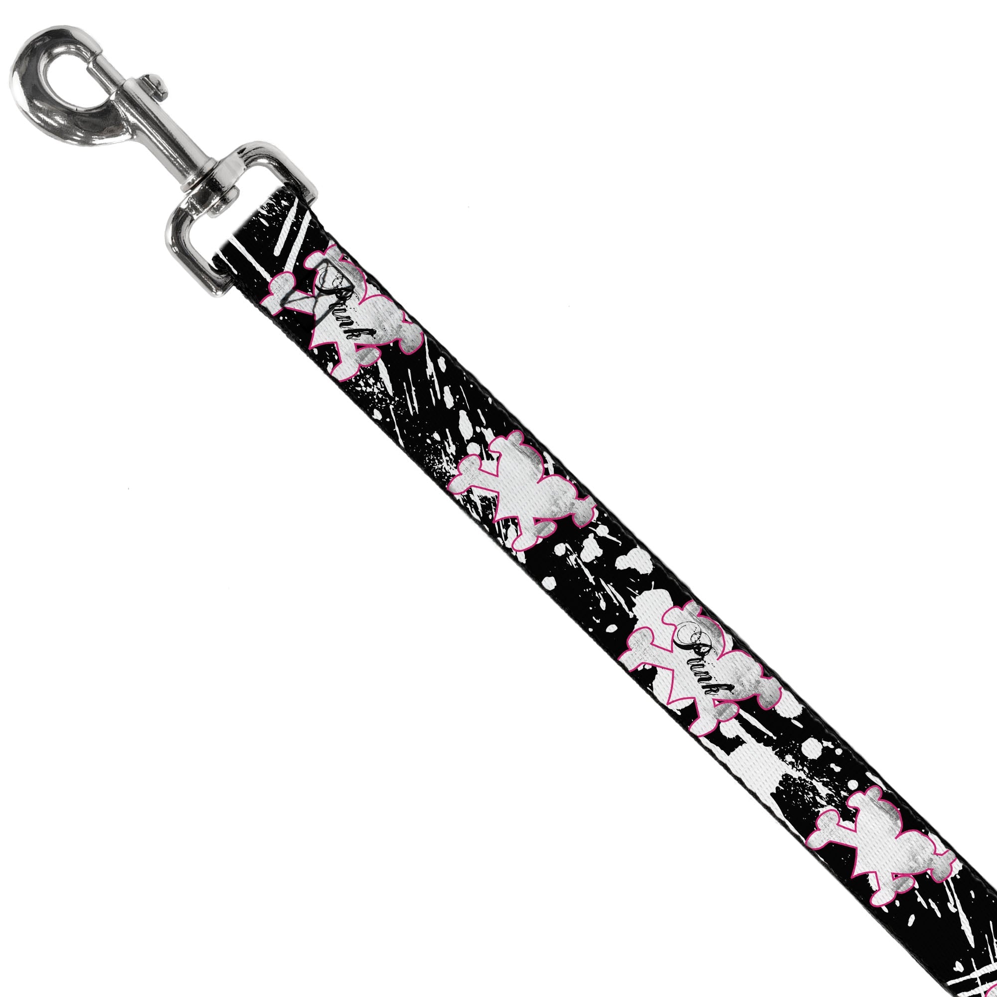 Dog Leash - Punk Heart & Cross Bones w/Splatter Black/White