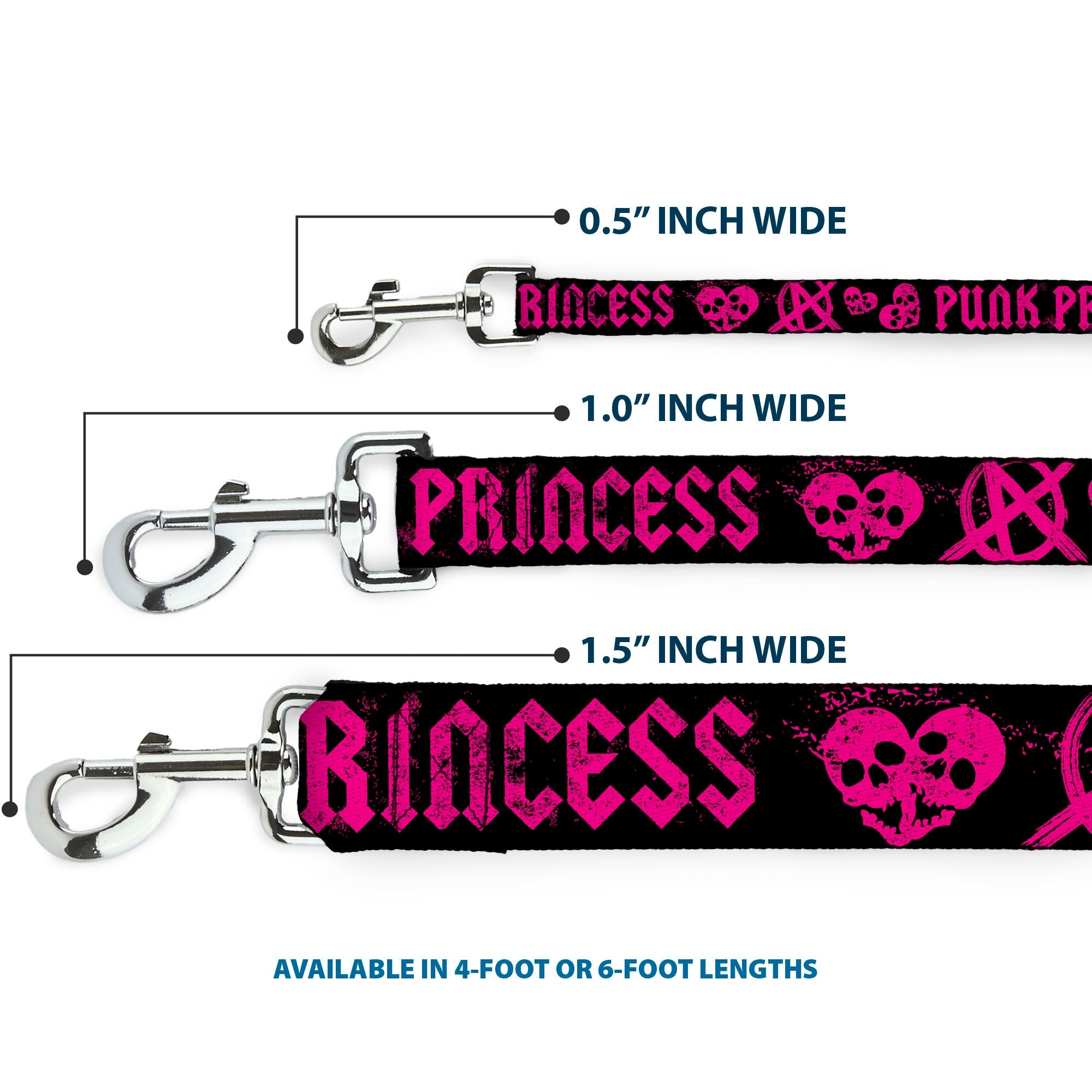 Dog Leash - Punk Princess Black/Fuchsia