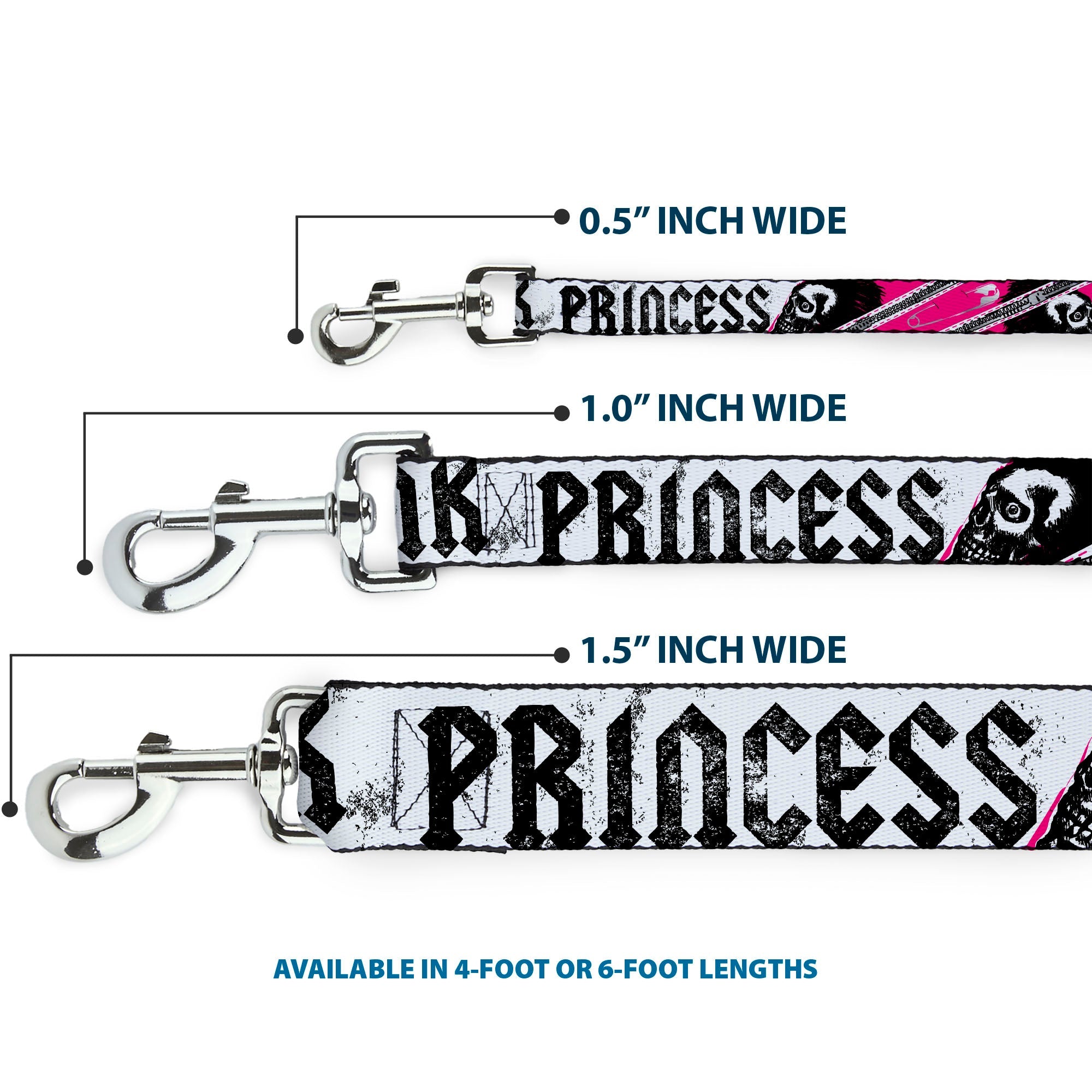 Dog Leash - Punk Princess w/Zippers & Skulls