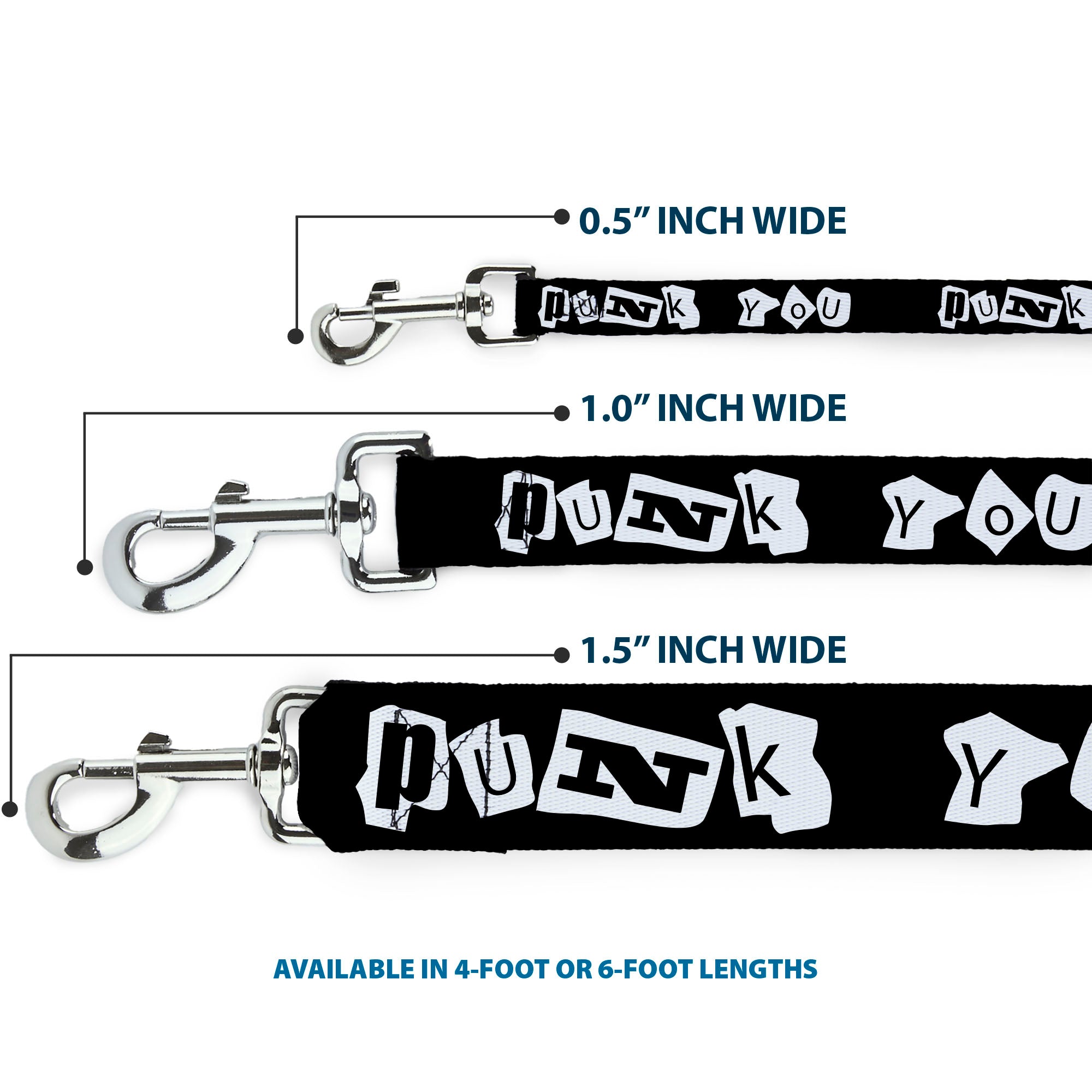 Dog Leash - Punk You Black/White