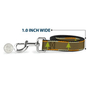 Dog Leash - Pine Trees Blocks Olive/Orange/Tan