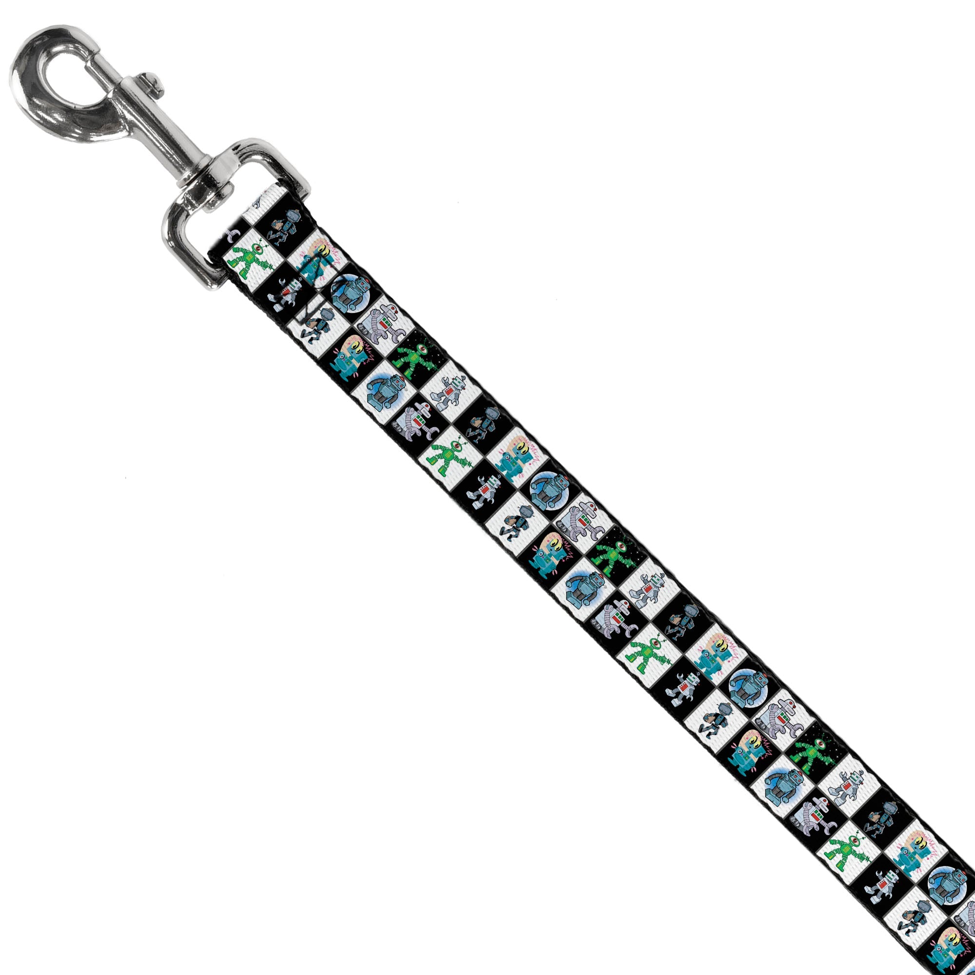 Dog Leash - Robot Checkers Black/White