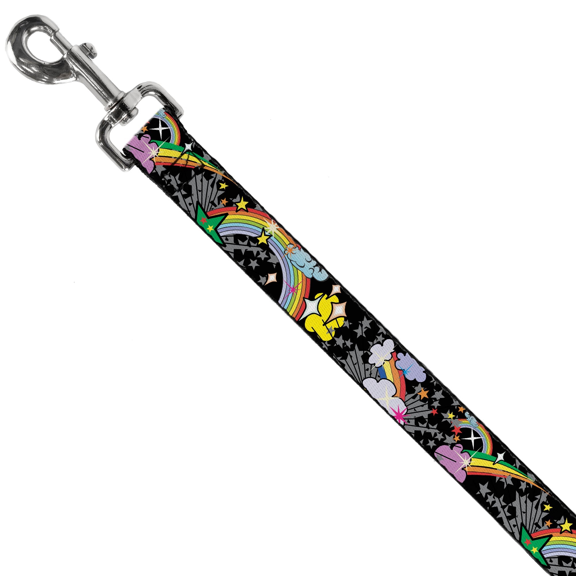 Dog Leash - Rainbow Cloud Stars Black