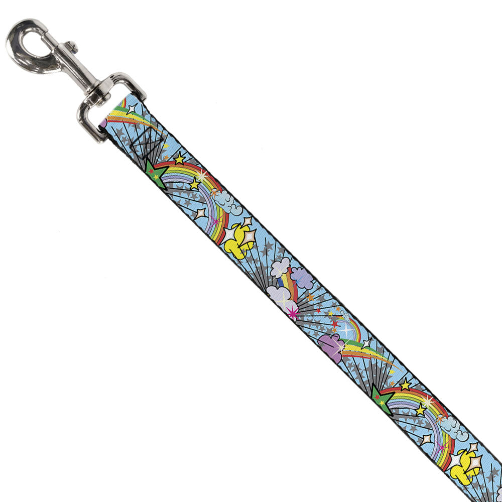 Dog Leash - Rainbow Cloud Stars Baby Blue