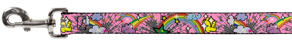 Dog Leash - Rainbow Cloud Stars Pink