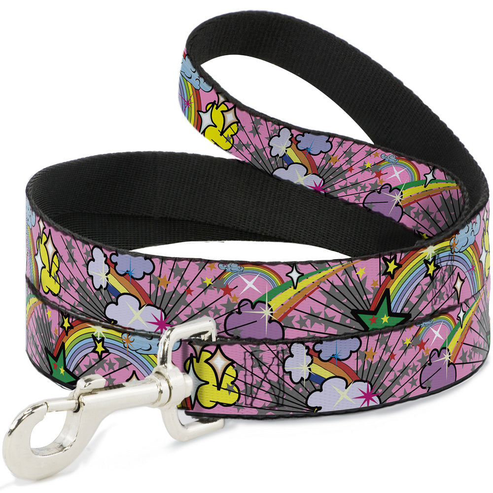 Dog Leash - Rainbow Cloud Stars Pink
