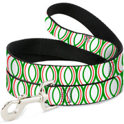 Dog Leash - Rings White/Green/Red