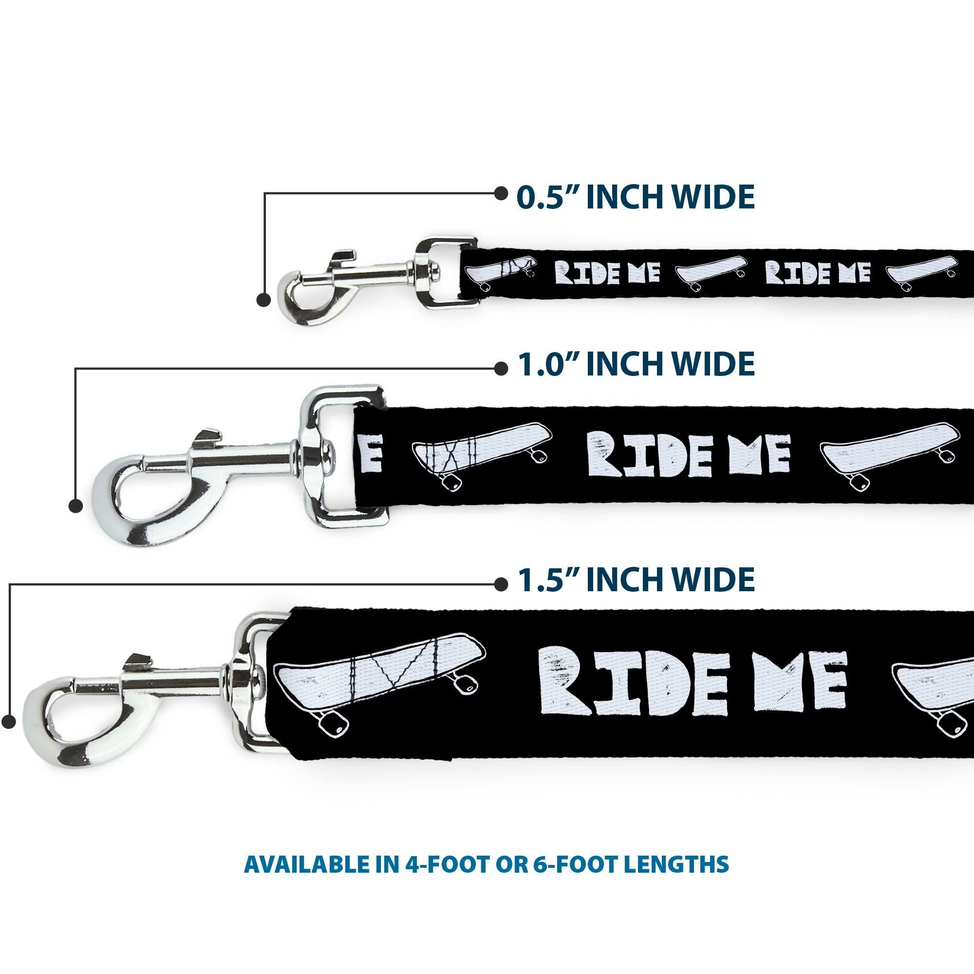 Dog Leash - RIDE ME Skateboard Black/White