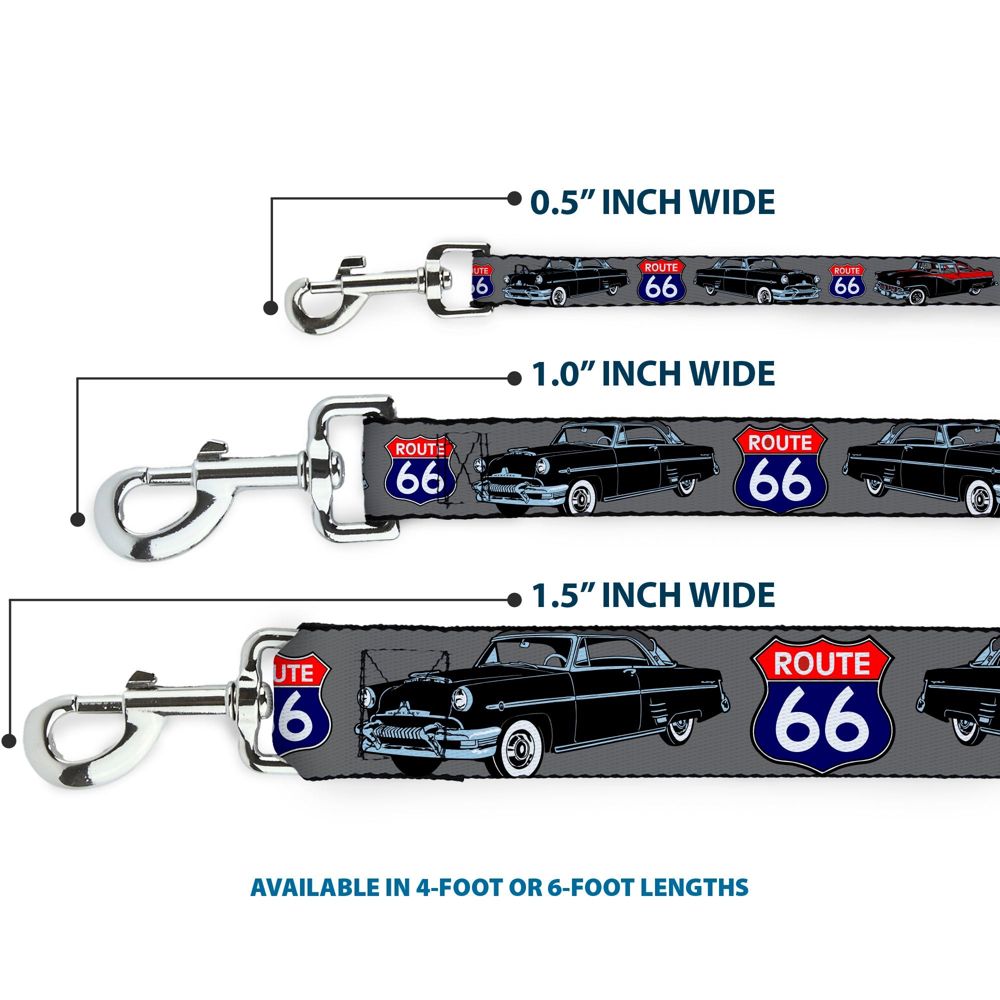 Dog Leash - Route 66 Classics Gray