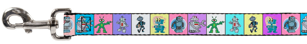 Dog Leash - Robots Pastel Blocks