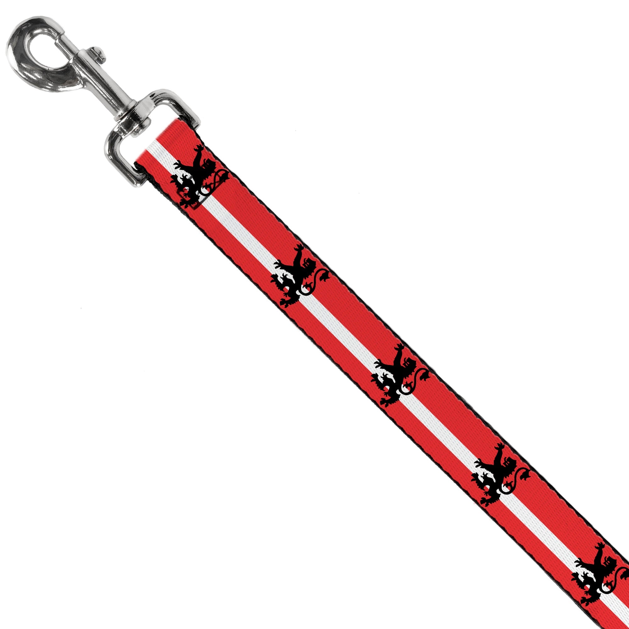 Dog Leash - Rampant Lion Repeat/Stripes Red/White/Black