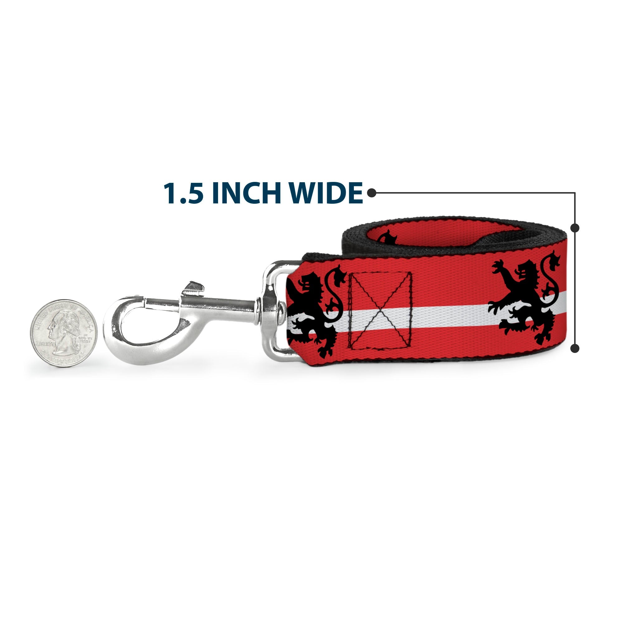 Dog Leash - Rampant Lion Repeat/Stripes Red/White/Black