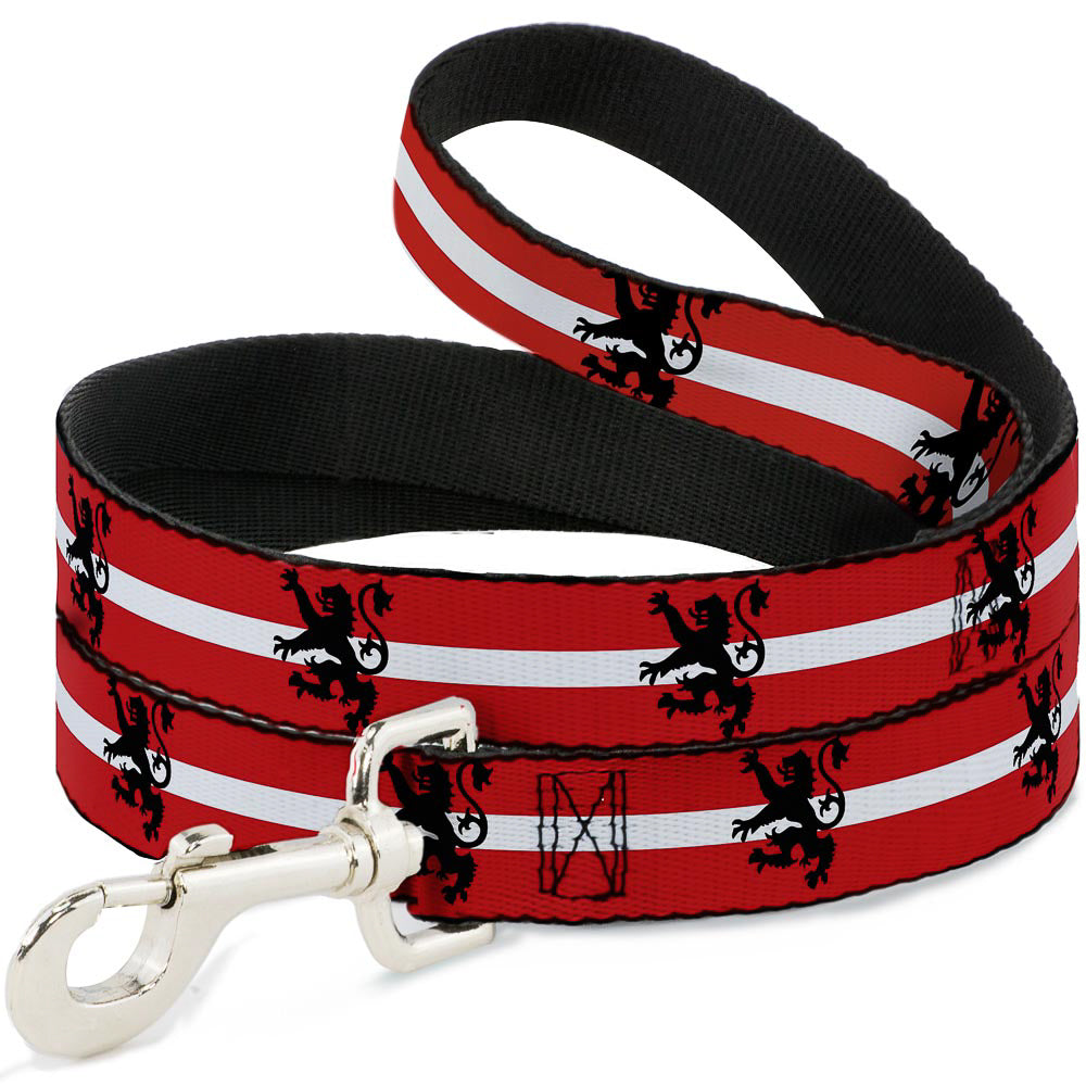 Dog Leash - Rampant Lion Repeat/Stripes Red/White/Black