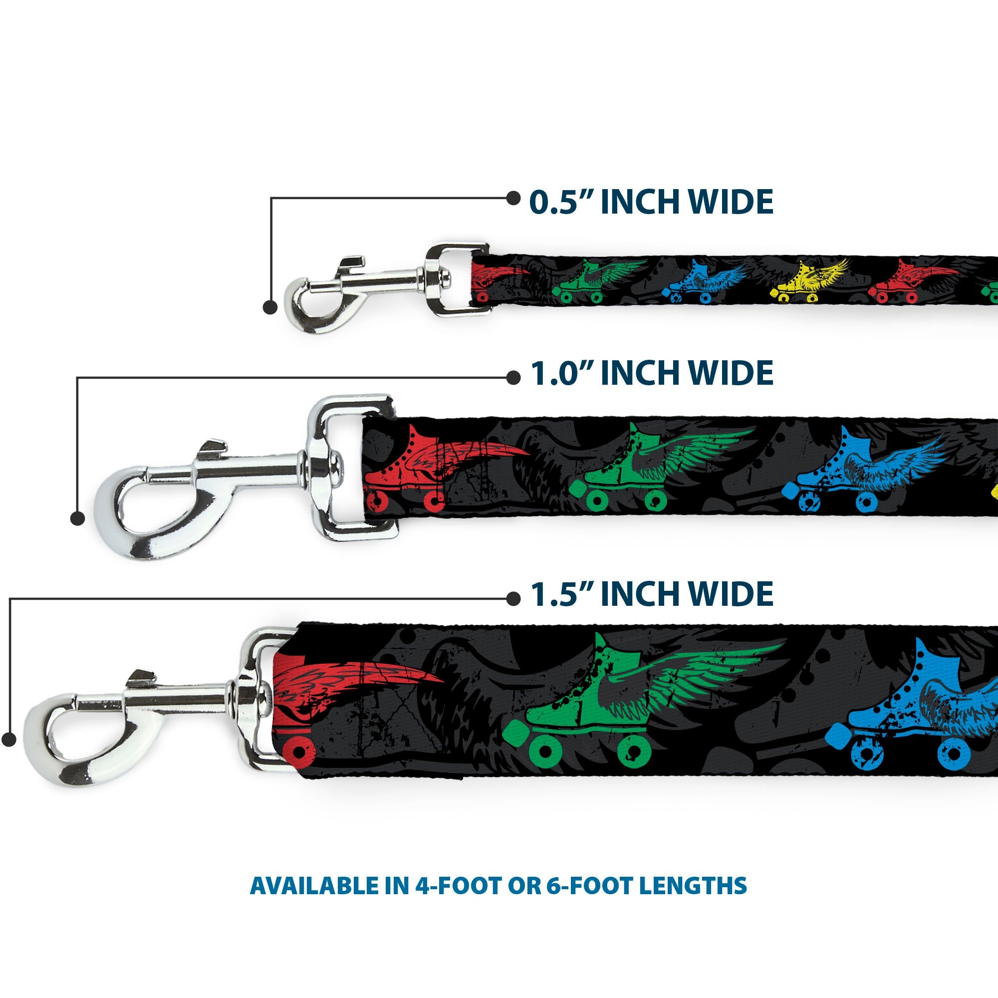 Dog Leash - Roller Skates Black/Gray/Multi Color