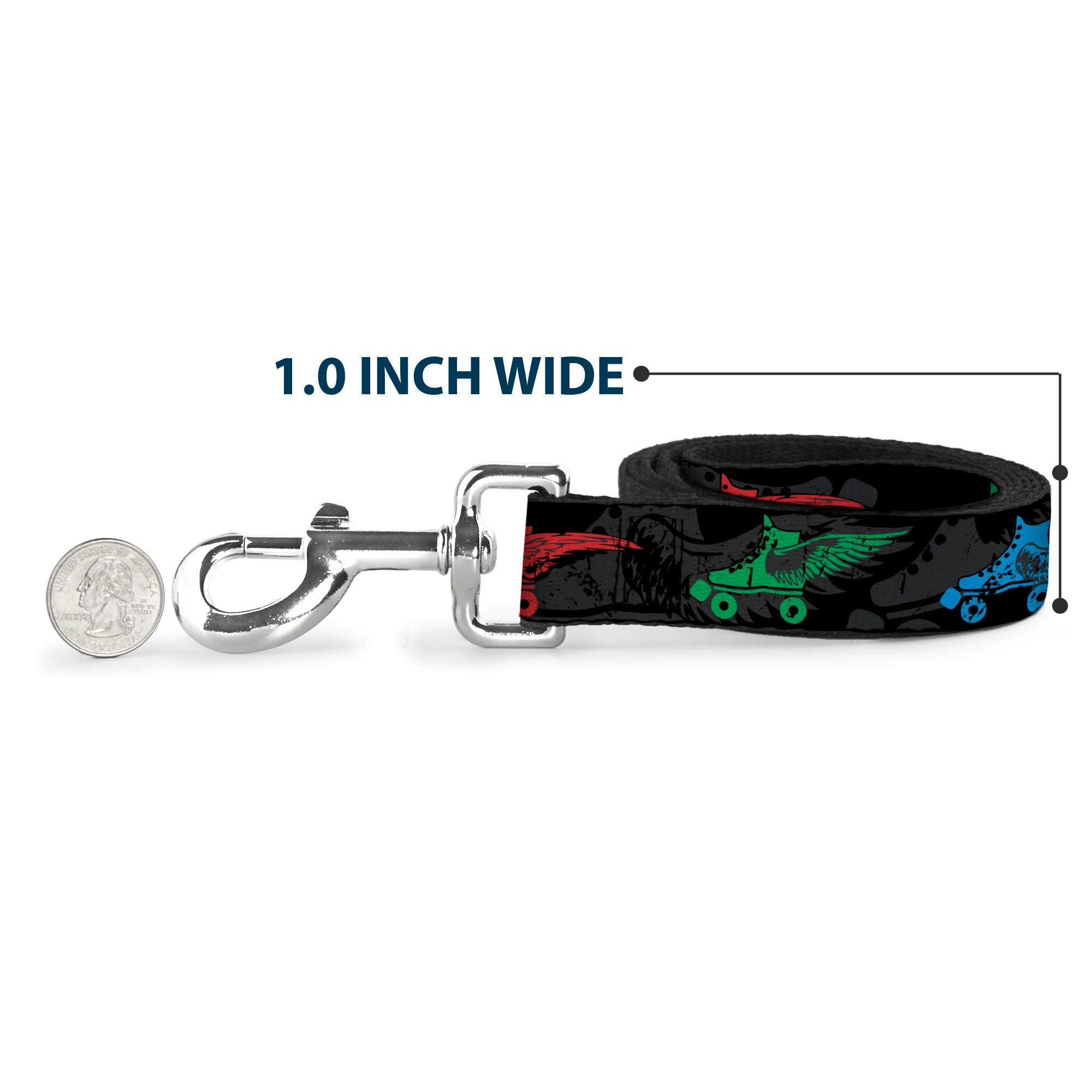 Dog Leash - Roller Skates Black/Gray/Multi Color