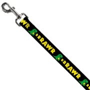 Dog Leash - RRRAWR Dinosaur Black/Green/Yellow
