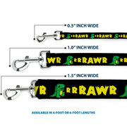 Dog Leash - RRRAWR Dinosaur Black/Green/Yellow