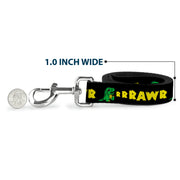 Dog Leash - RRRAWR Dinosaur Black/Green/Yellow