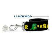 Dog Leash - RRRAWR Dinosaur Black/Green/Yellow