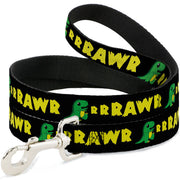 Dog Leash - RRRAWR Dinosaur Black/Green/Yellow