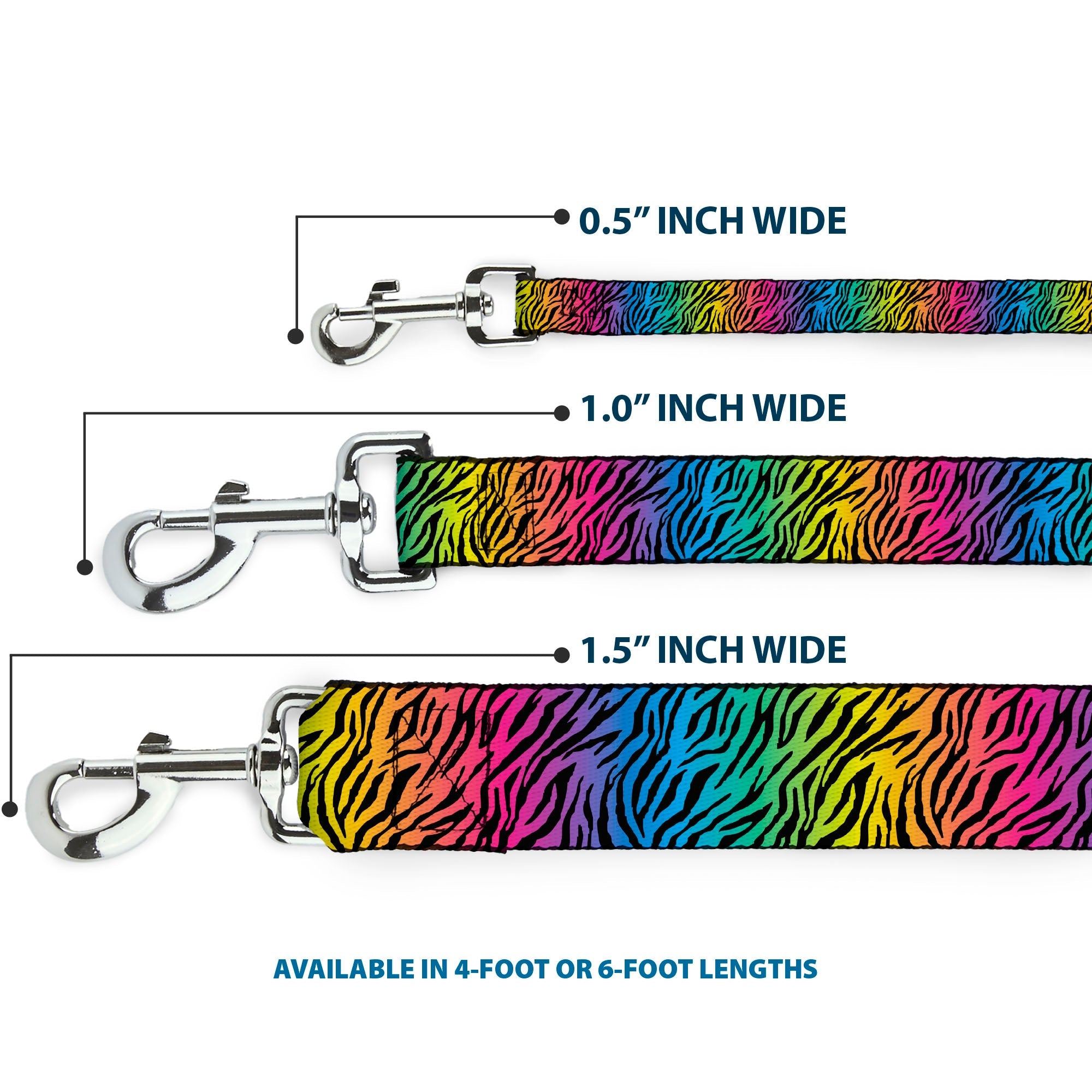 Dog Leash - Zebra Rainbow Ombre