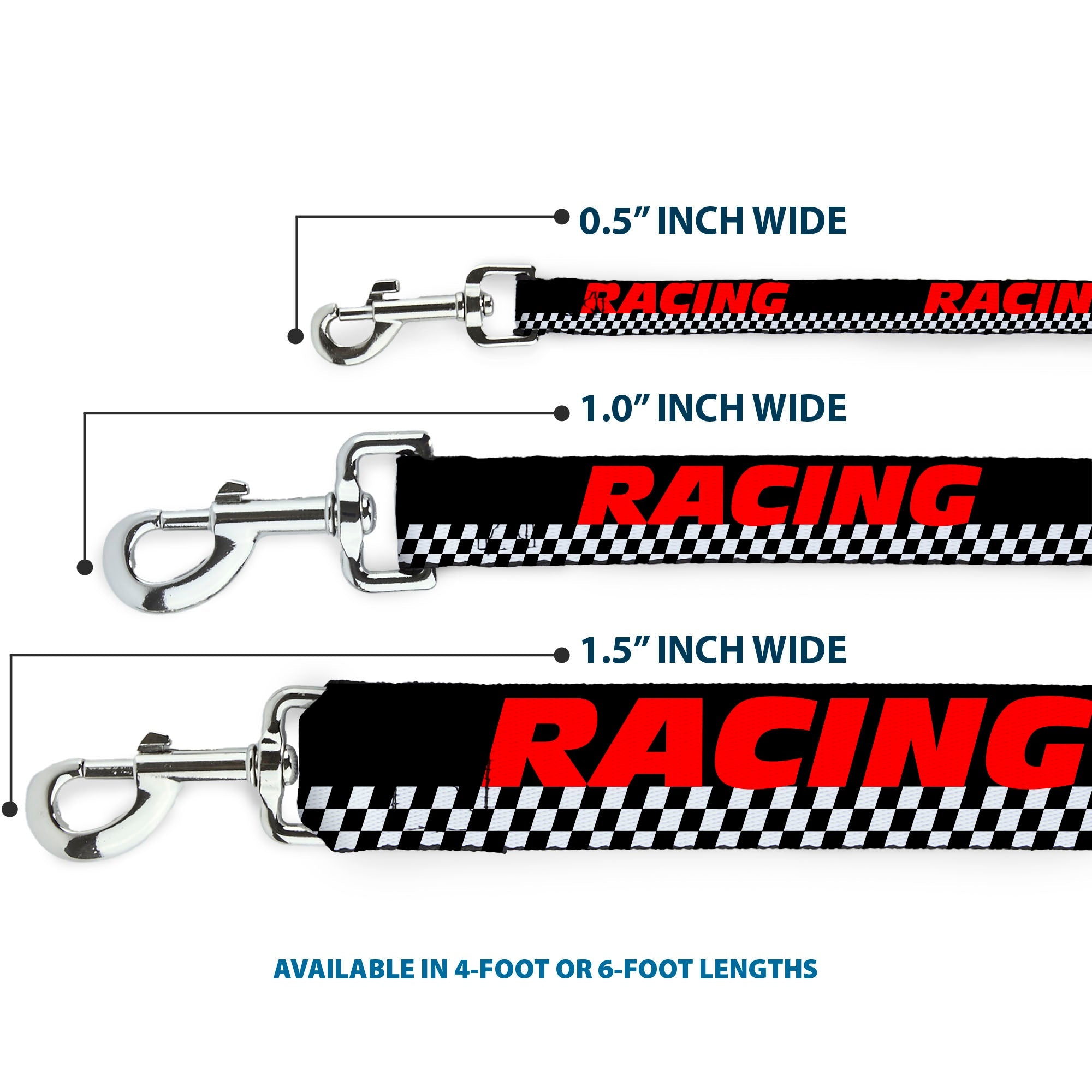 Dog Leash - RACING w/Checker Black/White/Red
