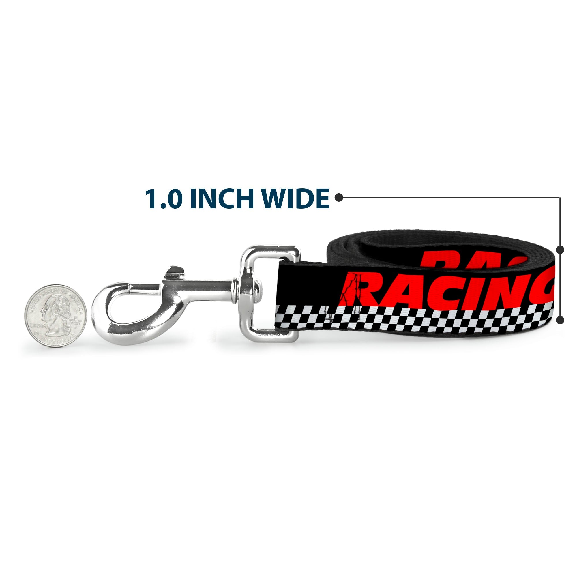 Dog Leash - RACING w/Checker Black/White/Red