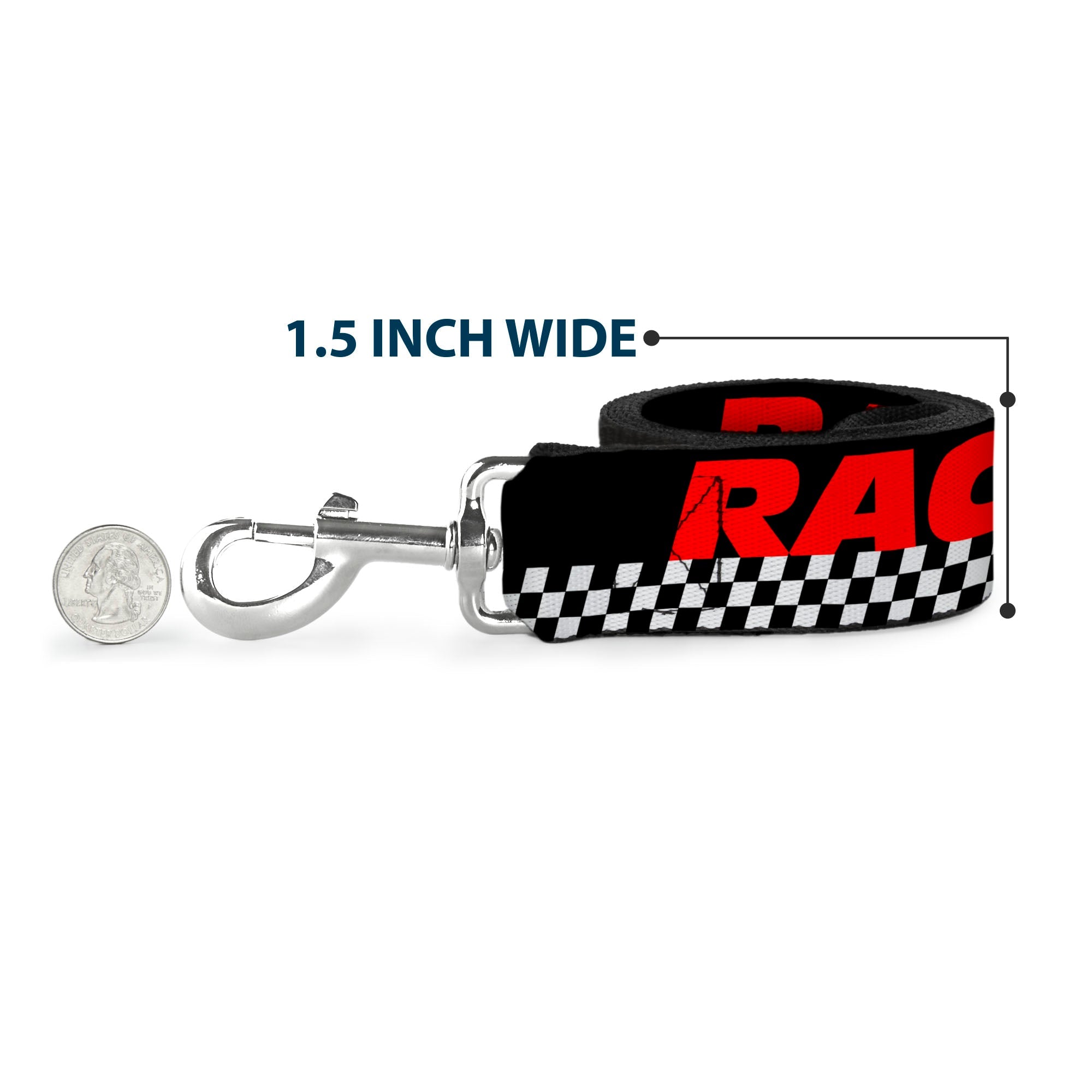 Dog Leash - RACING w/Checker Black/White/Red