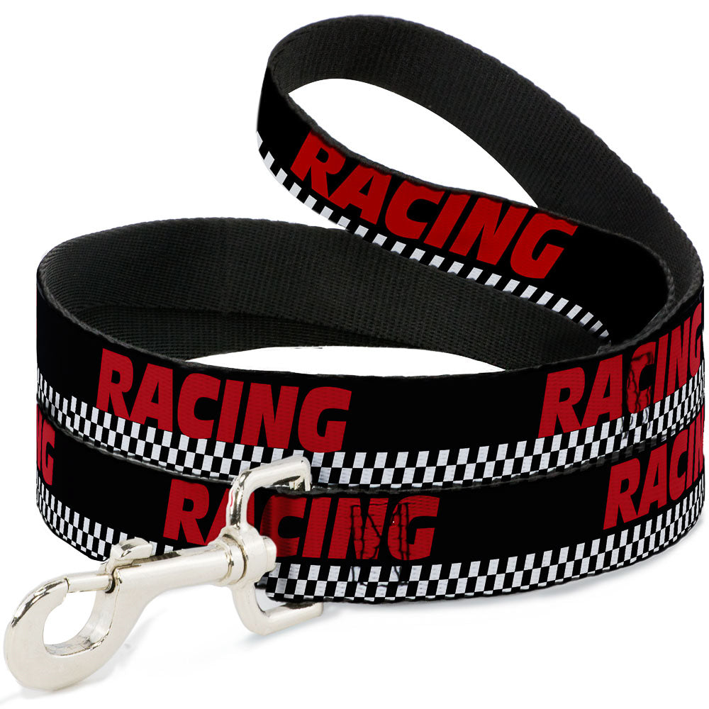 Dog Leash - RACING w/Checker Black/White/Red