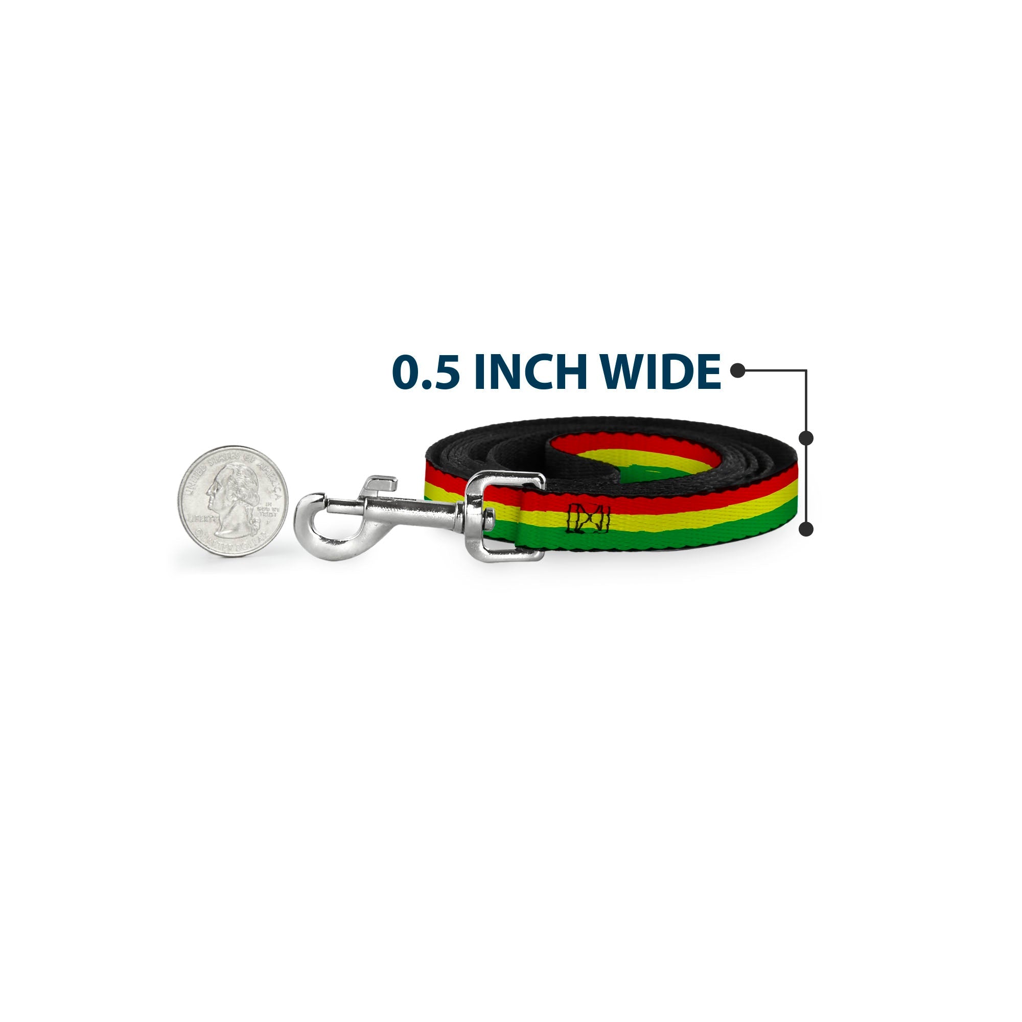 Dog Leash - Rasta Stripes Painted Green/Yellow/Red