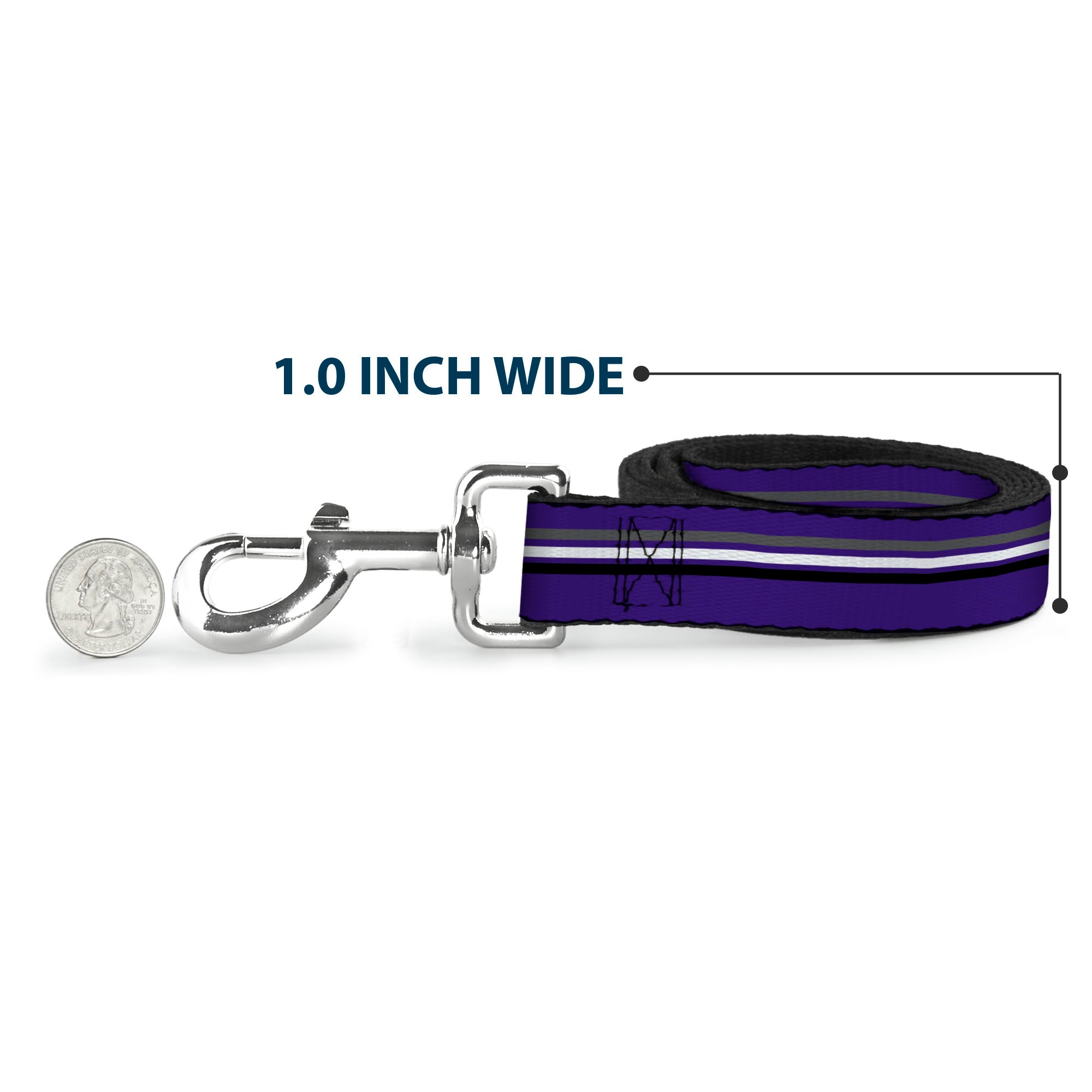 Dog Leash - Racing Stripes Purple/Gray/White/Black