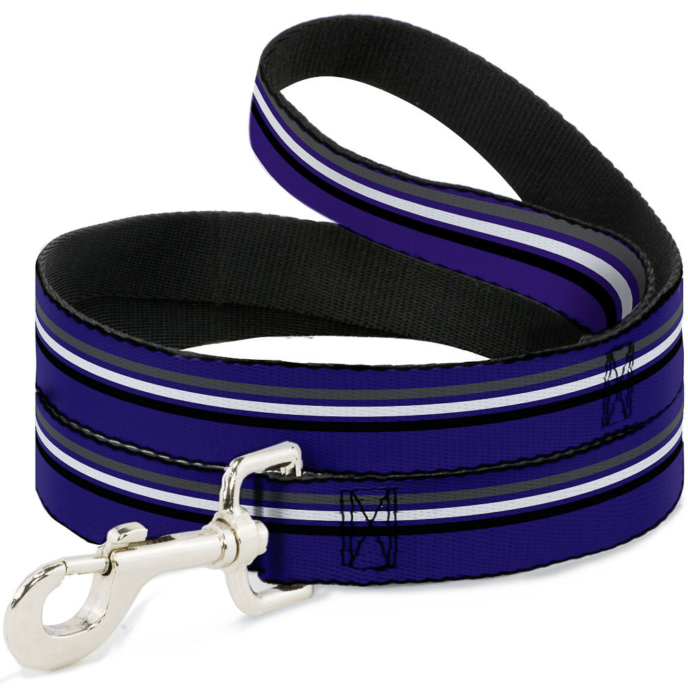 Dog Leash - Racing Stripes Purple/Gray/White/Black