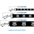 Load image into Gallery viewer, Dog Leash - ROUTE 66 Highway Sign Repeat Black/White
