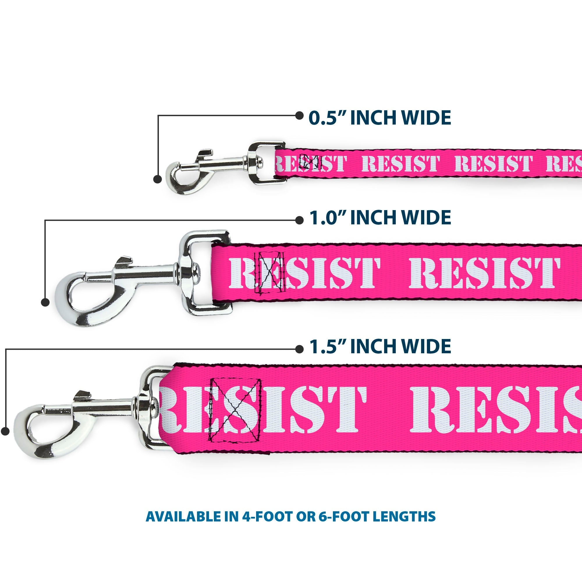 Dog Leash - RESIST Stencil Pink/White