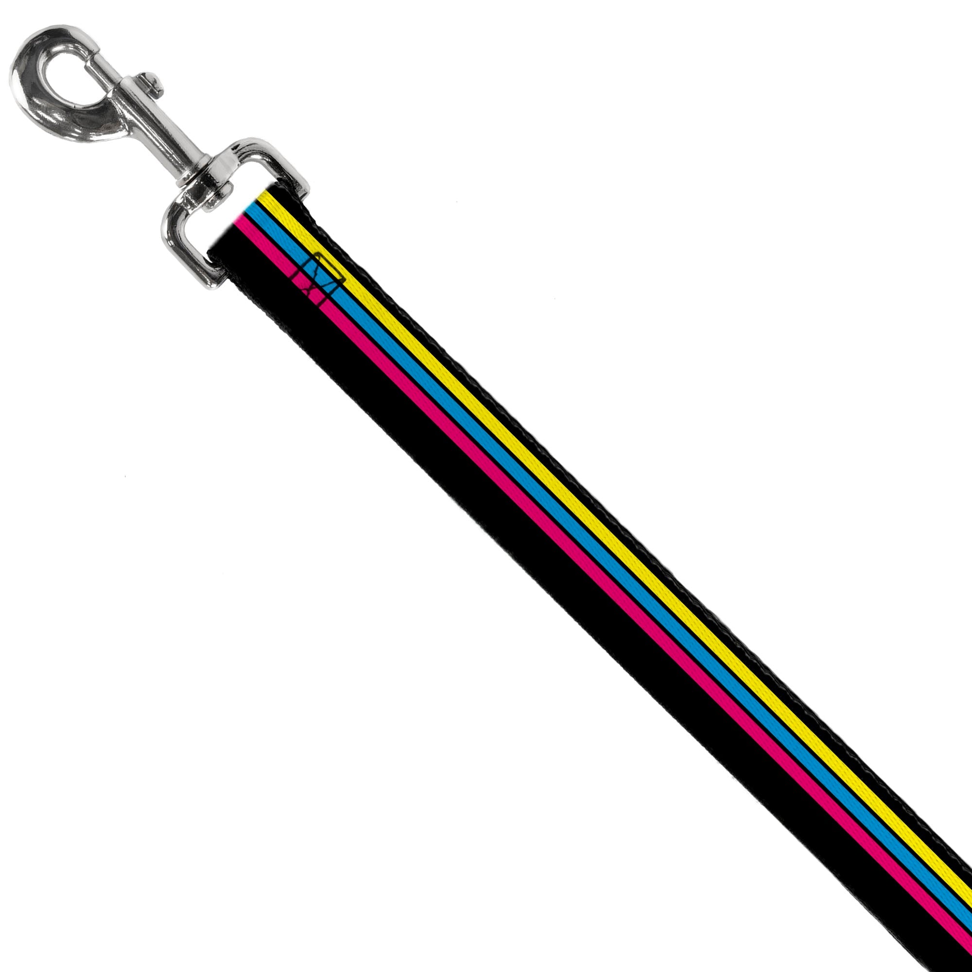 Dog Leash - Racing Stripes Black Yellow Blue Pink