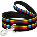 Dog Leash - Racing Stripes Black Yellow Blue Pink