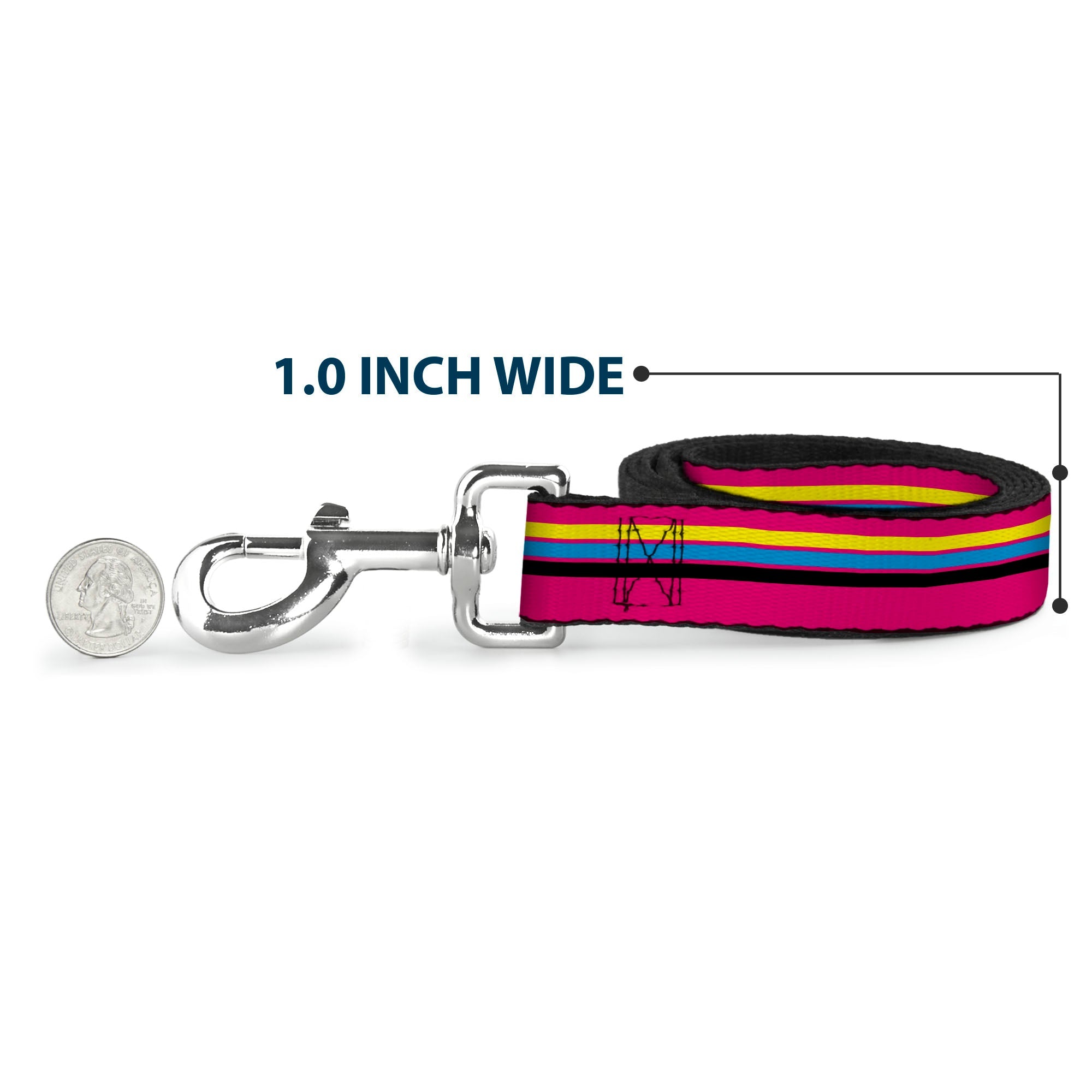 Dog Leash - Racing Stripes Pink/Yellow/Blue/Black